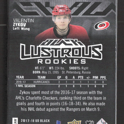 2018 Upper Deck Black Lustrous Rookies Valentin Zykov #LR-VZ 082/299