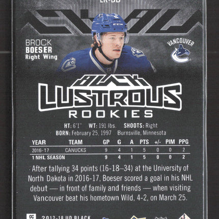 2018 Upper Deck Black Lustrous Rookies Brock Boeser #LR-BB 202/299