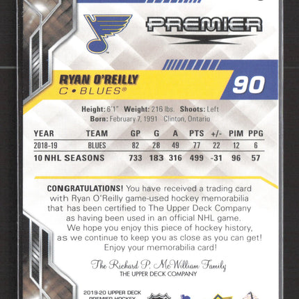 2020 Upper Deck Premier Ryan O'Reilly #90 Memorabilia Jersey