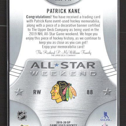 2020 Upper Deck SP Game Used Hockey Patrick Kane #AW-PK Banner Jersey