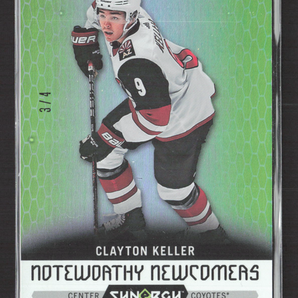 2018 Upper Deck Synergy Noteworthy Newcomers Clayton Keller #NN-10 Green 3/4