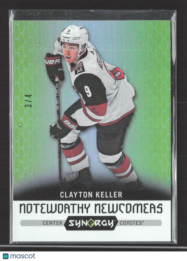 2018 Upper Deck Synergy Noteworthy Newcomers Clayton Keller #NN-10 Green 3/4
