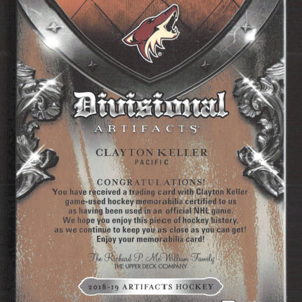 2018 UD Divisional Artifacts Clayton Keller #DA-CK Premium Pacific 09/25 Patch