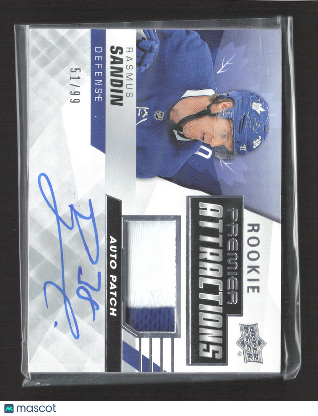 2019 Upper Deck Premier Attractions Rasmus Sandin #PA-RS 51/99 Auto Patch