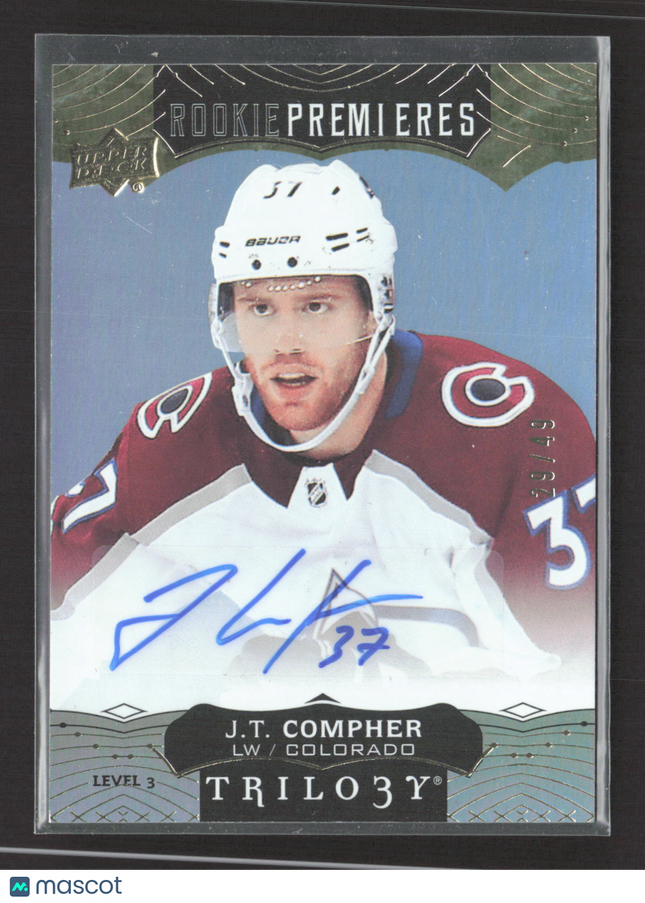 2017 Upper Deck Trilogy Rookie Premieres J.T. Compher #125 Level 3 29/49 Auto
