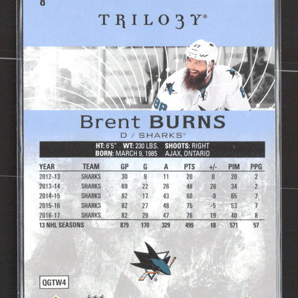 2018 Upper Deck Trilogy Brent Burns #8 /999