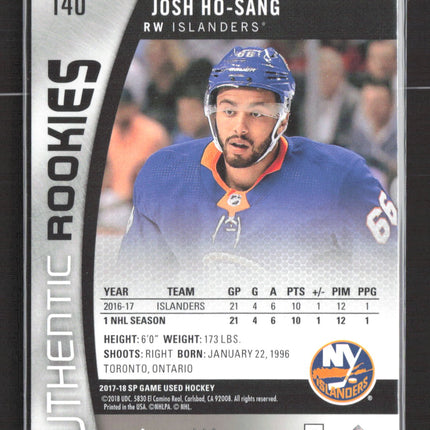 2018 Upper Deck SP Game Used Edition Josh Ho-Sang #140 19/66