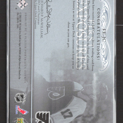 2006 Upper Deck Be A Player First Exposures Jeff Carter #FE-JC Jersey