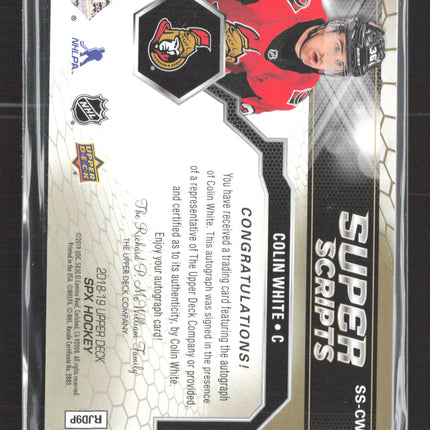 2019 Upper Deck SPx Super Scripts Colin White #SS-CW auto