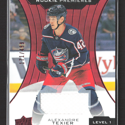2020 Upper Deck Trilogy Rookie Premieres Alexandre Texier #65 Level /499 Jersey