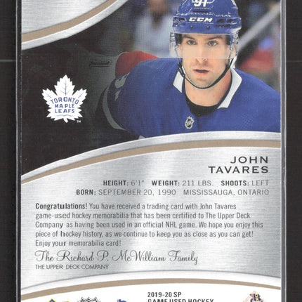 2020 Upper Deck SP Game Used Hockey John Tavares #32 Jersey