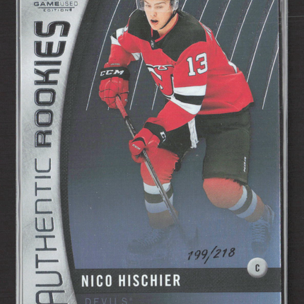 2018 Upper Deck SP Game Used Authentic Rookies Nico Hischier #86 199/218