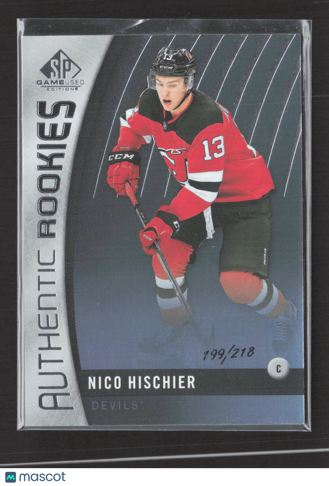 2018 Upper Deck SP Game Used Authentic Rookies Nico Hischier #86 199/218