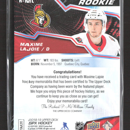 2018 Upper Deck SPx Hockey Maxime Lajoie #R-ML Jersey