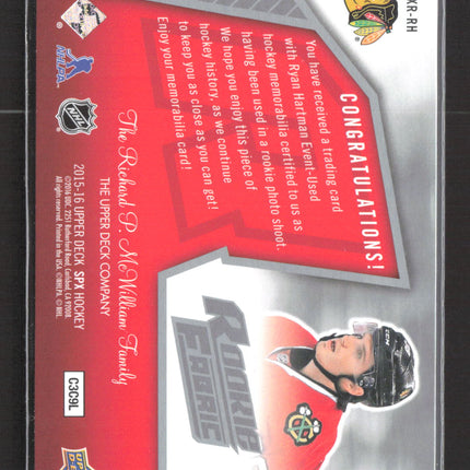 2015 Upper Deck SPx Rookie Fabric Ryan Hartman #SPXR-RH Rookie Fabric Jersey