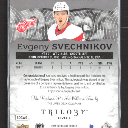2018 Upper Deck Trilogy Rookie Premieres Evgeny Svechnikov #109 Level Auto /19
