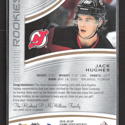2020 Upper Deck SP Game Used Hockey Jack Hughes #200 210/599 Jersey