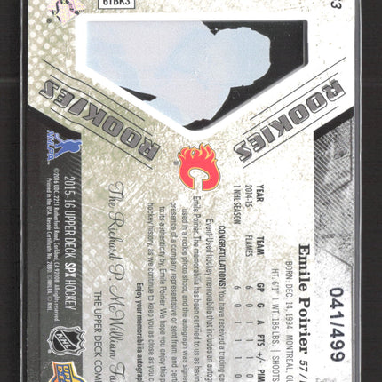 2014 Upper Deck SPx Emile Poirier #163 Auto Jersey 041/499