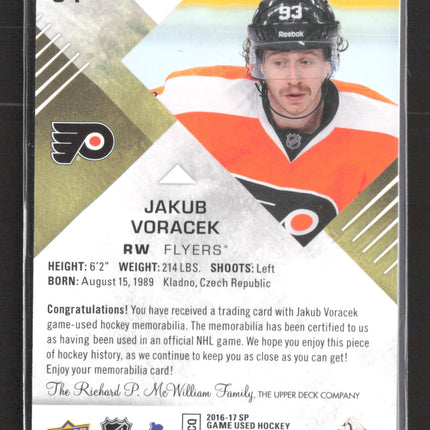 2017 Upper Deck SP Game Used Edition Jakub Voracek #54 Jersey