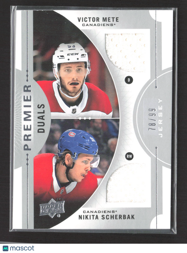 2018 Upper Deck Premier Duals Victor Mete Nikita Scherbak #PD2-MS 78/99 Jersey