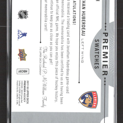 2018 Upper Deck Premier Swatches Jonathan Huberdeau #PS-JH Jersey Swatch 30/99