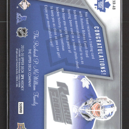 2016 Upper Deck SPx Antoine Bibeau #SPXR-AB Rookie Fabric Jersey