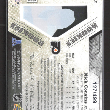 2014 Upper Deck SPx Nick Cousins #143 127/499 Auto Jersey
