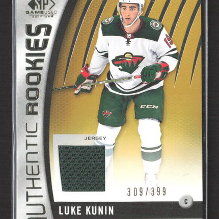 2018 Upper Deck SP Game Used Authentic Rookies Luke Kunin #164 309/399 Jersey
