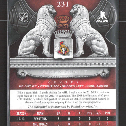 2014 Panini Crown Royale Derek Grant #231 RC 178/499 Auto