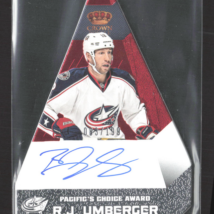 2014 Panini Crown Royale Pacific's Choice Award RJ Umberger #PC-RJU 083/199 Auto