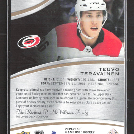 2020 Upper Deck SP Game Used Hockey Teuvo Teravainen #80 Jersey