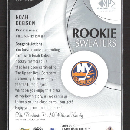 2020 Upper Deck SP Game Used Rookie Sweaters Noah Dobson #RS-ND 122/199 Jersey