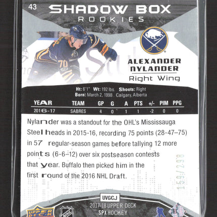2018 Upper Deck SPx Shadow Box Rookies Alexander Nylander #43 /298