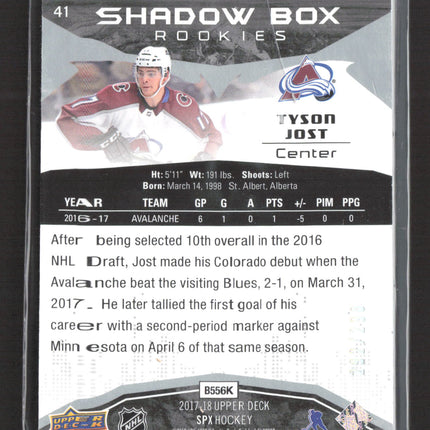 2018 Upper Deck SPx Shadow Box Rookies Tyson Jost #41 /298