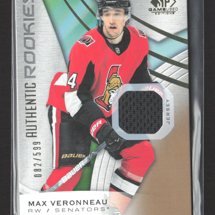 2020 Upper Deck SP Game Used Hockey Max Veronneau #104 082/599 Game-Used Jersey