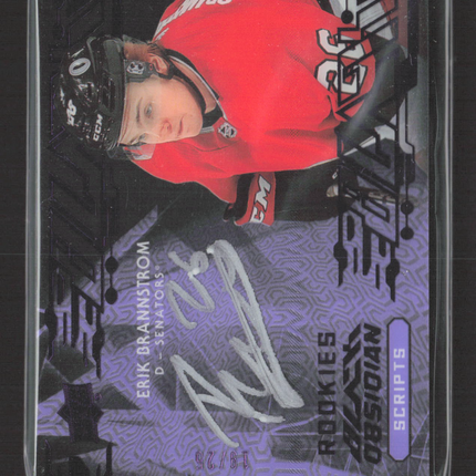 2020 Upper Deck Black Obsidian Scripts Erik Brannstrom #OS-EB Purple Auto /25