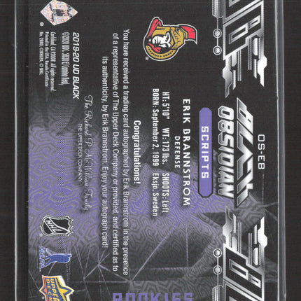 2020 Upper Deck Black Obsidian Scripts Erik Brannstrom #OS-EB Purple Auto /25