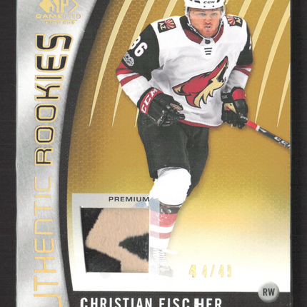 2018 UD SP Game Used Hockey Christian Fischer #180 Rookies Gold Patch 44/49