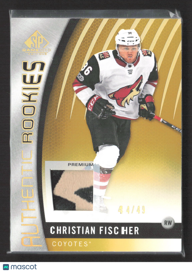 2018 UD SP Game Used Hockey Christian Fischer #180 Rookies Gold Patch 44/49