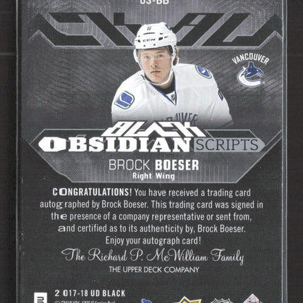 2017 Upper Deck Black Obsidian Scripts Brock Boeser #OS-BB Auto