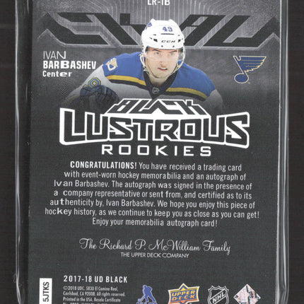 2018 Upper Deck Black Lustrous Rookies Ivan Barbashev #LR-IB 33/65 Patch Auto