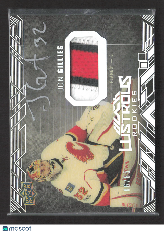2018 Upper Deck Black Lustrous Rookies Jon Gillies #LR-JG Patch Auto /65