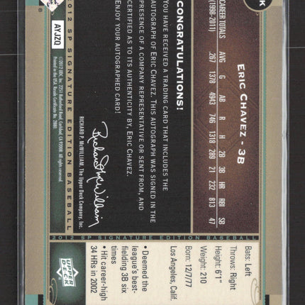 2012 Upper Deck SP Signature Edition Eric Chavez #OAK-3 Auto