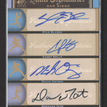2012 SP Signature Quad Auto Kyle Blanks Casey Kelly Donovan Tate Micah Owings