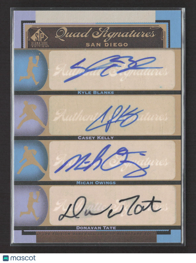 2012 SP Signature Quad Auto Kyle Blanks Casey Kelly Donovan Tate Micah Owings