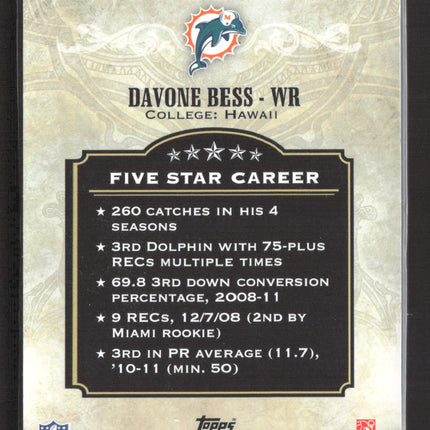 2012 Topps Five Star Davone Bess #134 Gold 030/139