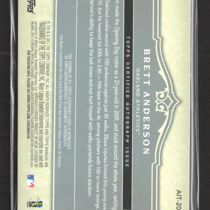 2011 Topps Marquee Acclaimed Impressions Brett Anderson #AIT-20 Patch Auto /350