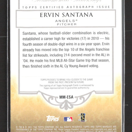 2011 Topps Marquee Monumental Markings Ervin Santana #MM-ESA 248/300 Auto