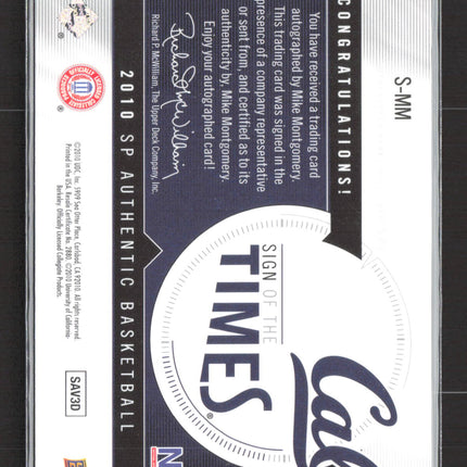 2010 Upper Deck SP Authentic Sign of the Times Mike Montgomery #S-MM Auto