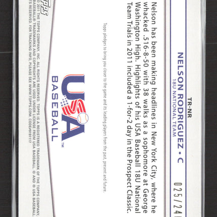 2011 Topps USA Baseball Nelson Rodriguez #TR-NR Jersey 025/240